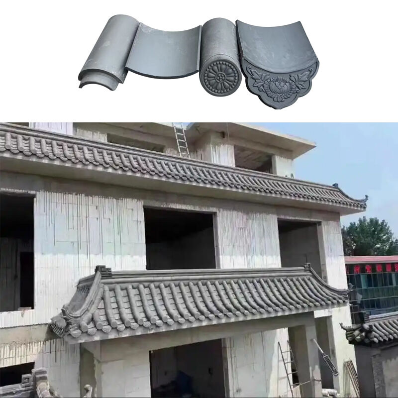 Piastrelle in argilla grigio scuro in stile antico asiatico