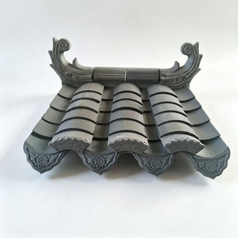 Grigio antico Asian Roof Tile Set per Moon Gate Corone murali intagliate Eau Edge Tiles per Zen Garden Arches & Gateways