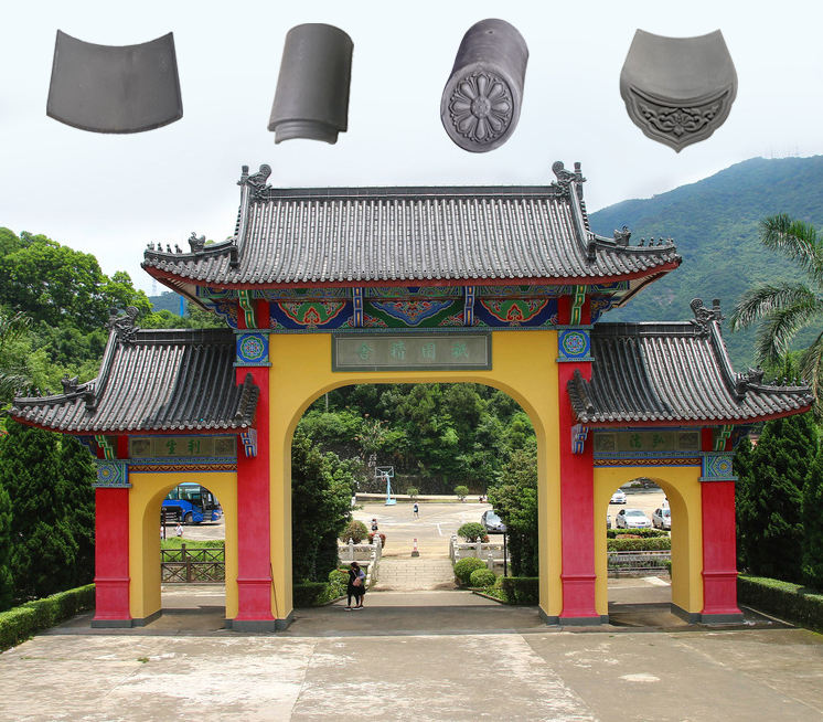 Piastrelle tradizionali cinesi di argilla per i cancelli di Paifang Sistema di piastrelle in ceramica grigia pesante per i portali degli archi e gli ingressi dei templi