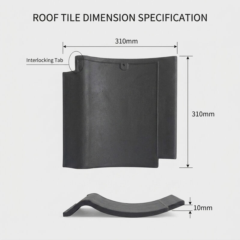 Tegole Giapponesi Minimaliste in Ceramica Piatta Kawara Nere Opache Sovrapponibili per Case con Struttura in Legno