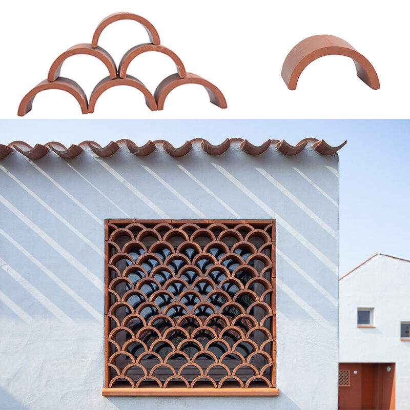 Piastrelle di terracotta curve per tetto e pareti schermo architettonico scala di pesci blocchi a reticolo per facciate decorative esterne