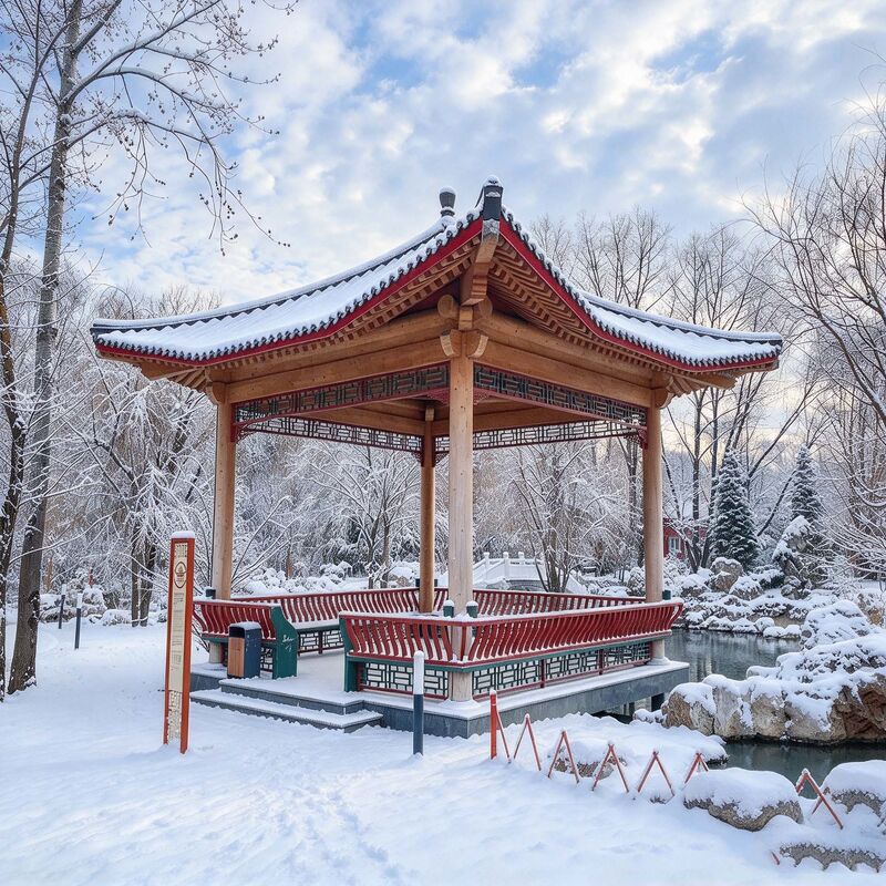 Commercial Square Timber Pavilion Kit 3m Heavy-Duty Mortise & Tenon Gazebo in legno asiatico per parchi e resort botanici pubblici